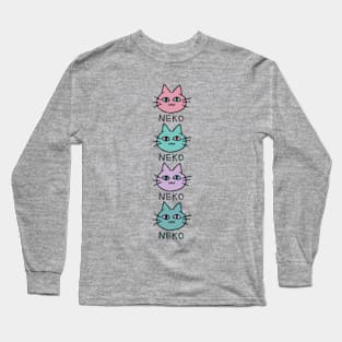 Cute Cat Doodle Pattern Long Sleeve T-Shirt